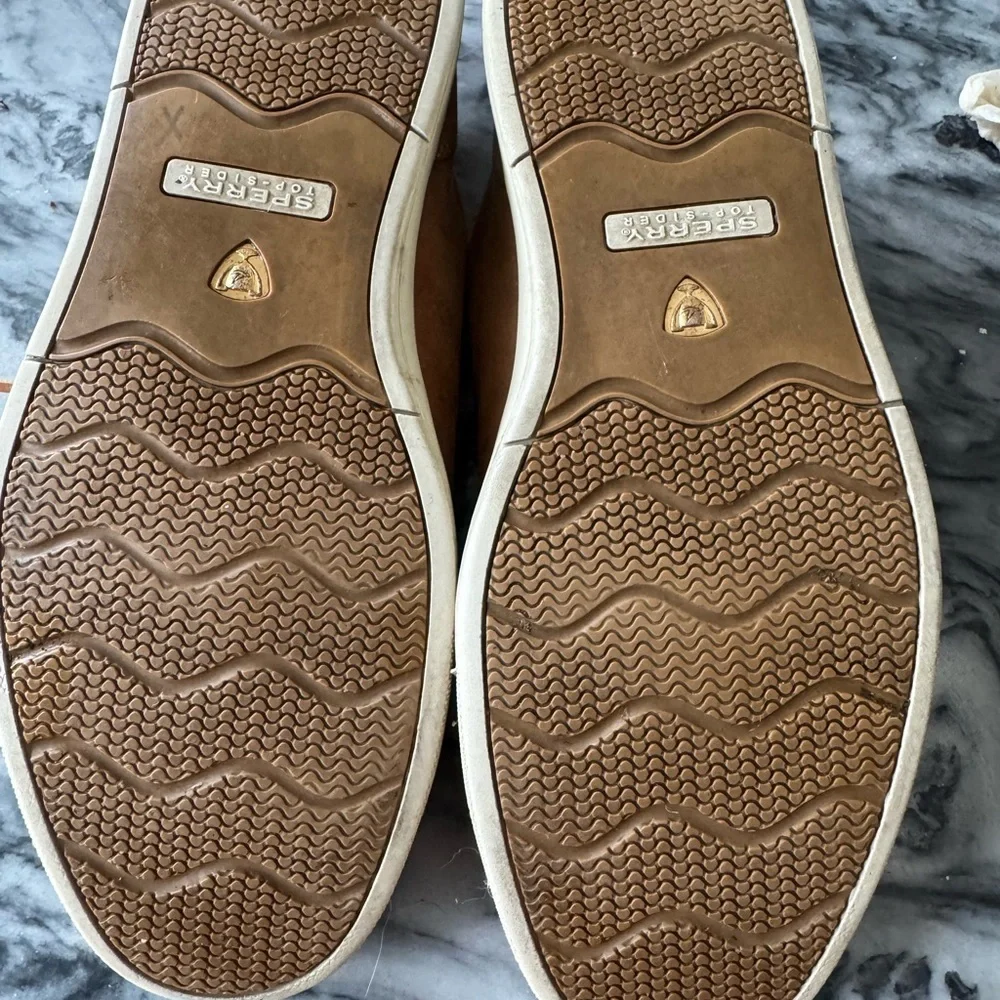 Sperry Tan Gold Cup Sneakers with Suede Finish and Beige Sole